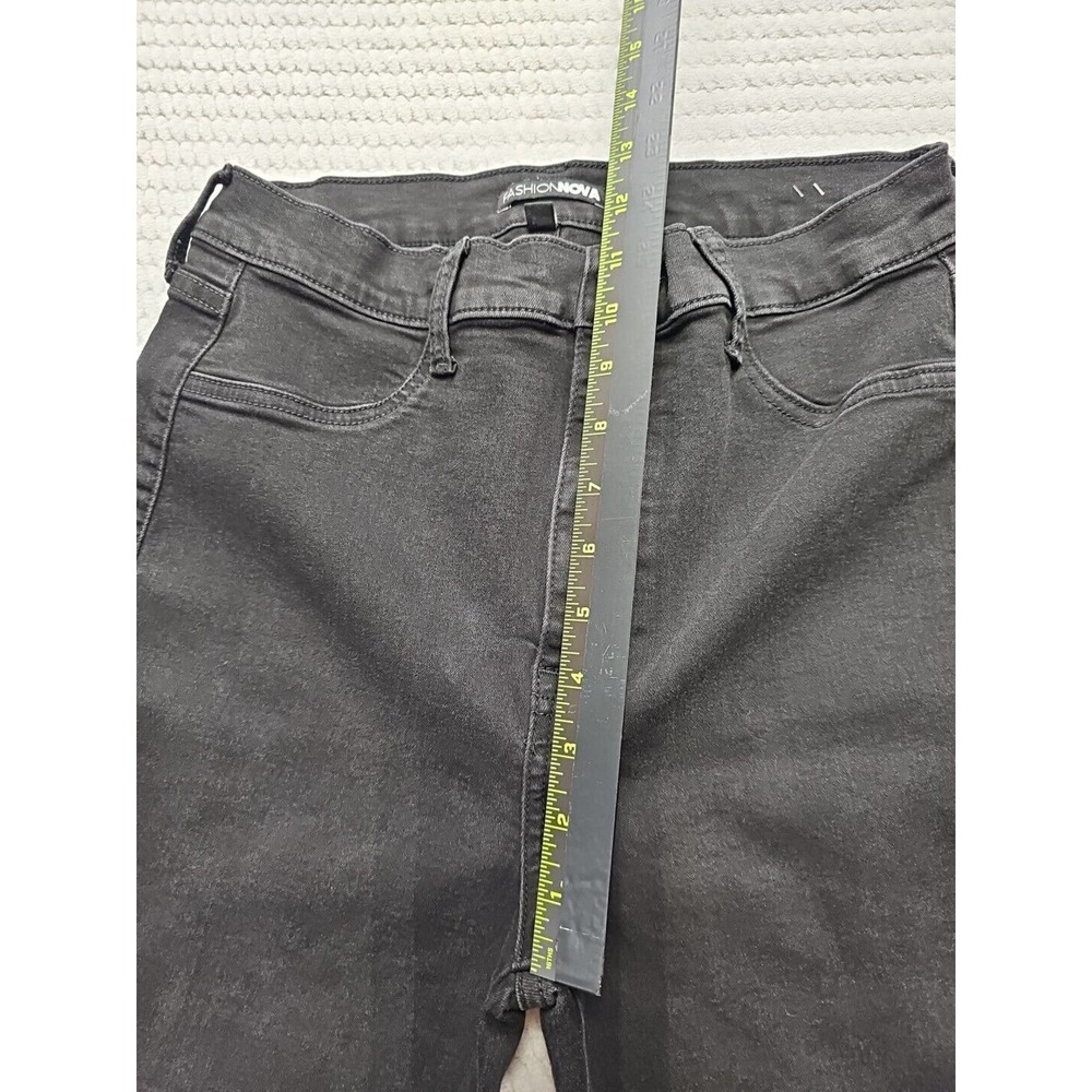 Fashion Nova Jeans Juniors Size 13 Black Bell Bottom Flare Leg High Rise - Picture 5 of 9